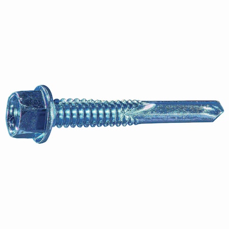 Buildright Self-Drilling Screw, #12 x 1-1/4 in, Zinc Plated Steel Flange Hex Head External Hex Drive, 69 PK 54827